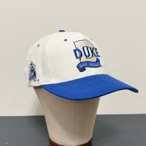 Vintage Duke Blue Devils Hat Cap Snapback Head Start NCAA 90s White Blue